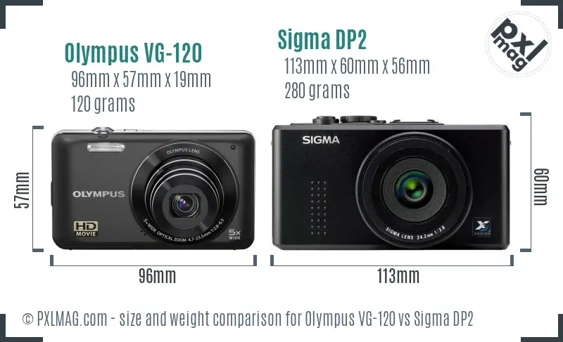 Olympus VG-120 vs Sigma DP2 size comparison Olympus VG-120 vs Sigma DP2 size comparison