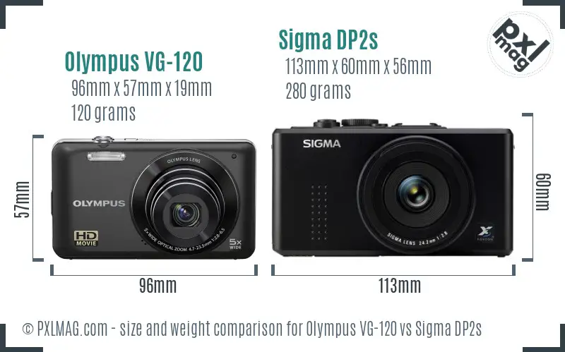 Olympus VG-120 vs Sigma DP2s size comparison Olympus VG-120 vs Sigma DP2s size comparison