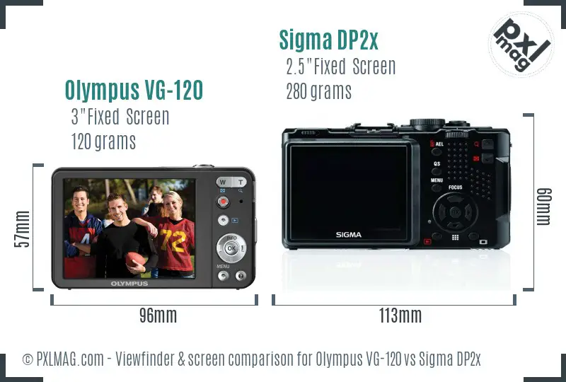 Olympus VG-120 vs Sigma DP2x Screen and Viewfinder comparison