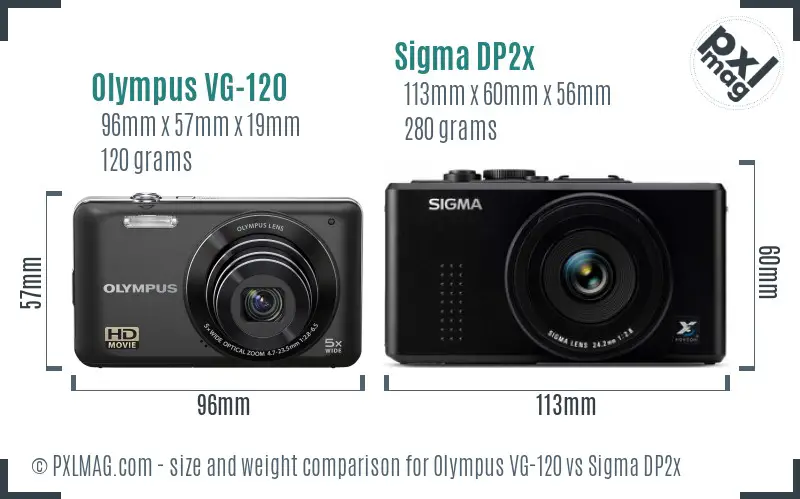 Olympus VG-120 vs Sigma DP2x size comparison