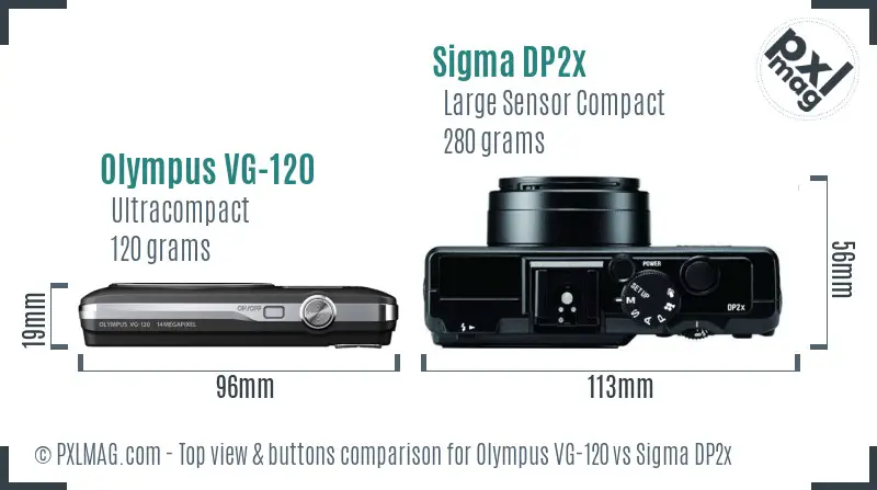 Olympus VG-120 vs Sigma DP2x top view buttons comparison
