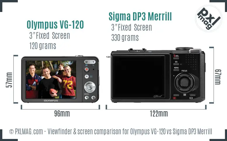 Olympus VG-120 vs Sigma DP3 Merrill Screen and Viewfinder comparison