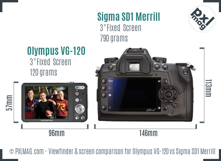 Olympus VG-120 vs Sigma SD1 Merrill Screen and Viewfinder comparison