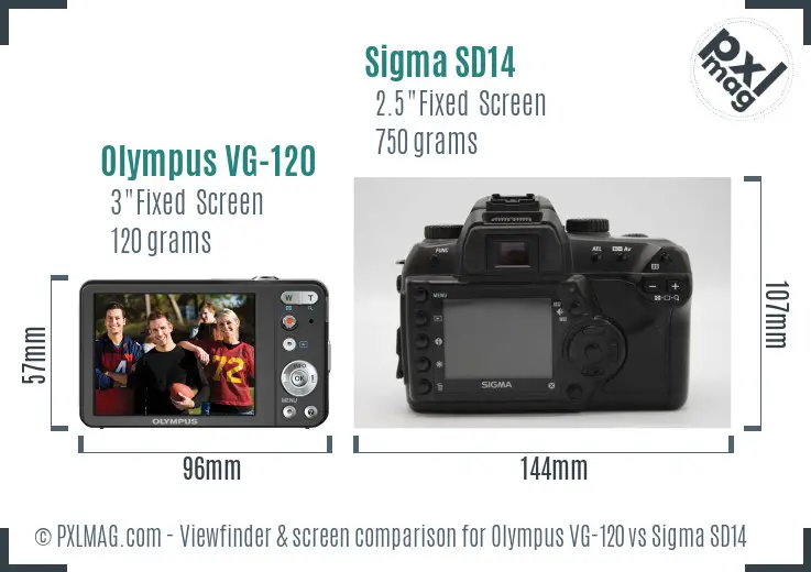 Olympus VG-120 vs Sigma SD14 Screen and Viewfinder comparison