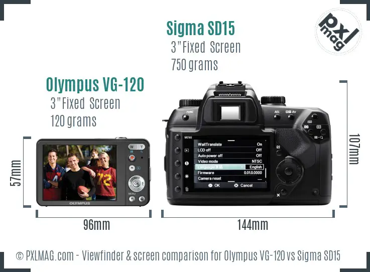 Olympus VG-120 vs Sigma SD15 Screen and Viewfinder comparison