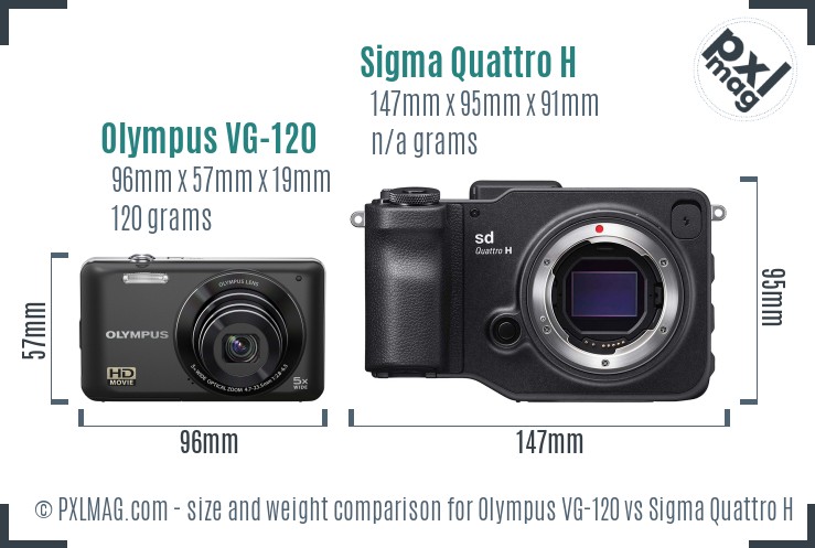 Olympus VG-120 vs Sigma Quattro H size comparison