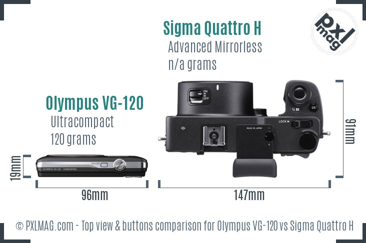 Olympus VG-120 vs Sigma Quattro H top view buttons comparison