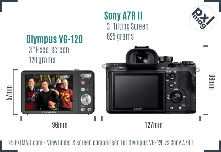 Olympus VG-120 vs Sony A7R II Screen and Viewfinder comparison