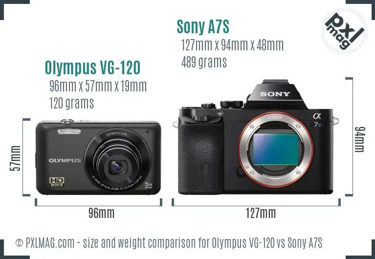 Olympus VG-120 vs Sony A7S size comparison Olympus VG-120 vs Sony A7S size comparison