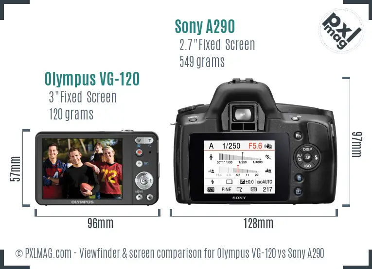 Olympus VG-120 vs Sony A290 Screen and Viewfinder comparison