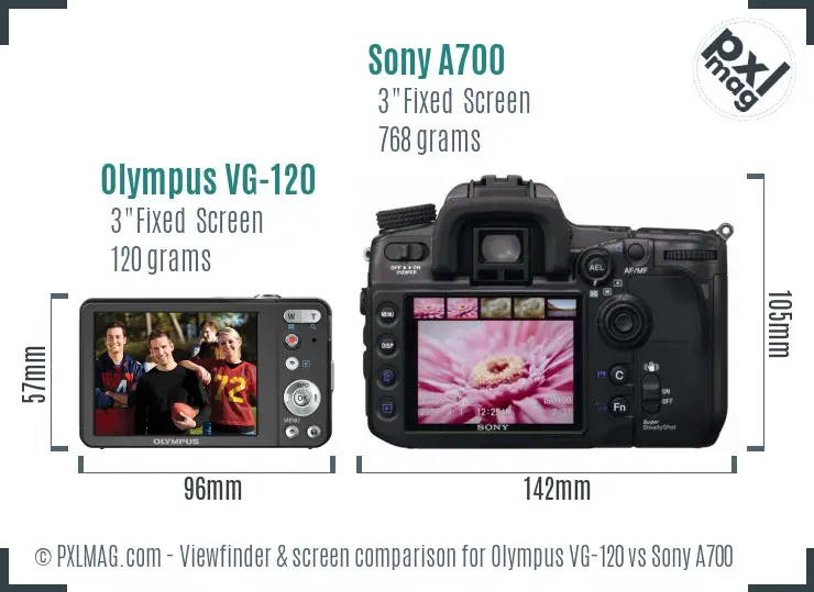 Olympus VG-120 vs Sony A700 Screen and Viewfinder comparison