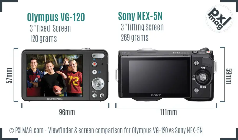 Olympus VG-120 vs Sony NEX-5N Screen and Viewfinder comparison