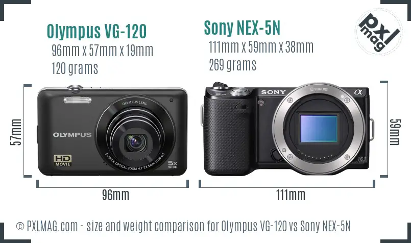 Olympus VG-120 vs Sony NEX-5N size comparison