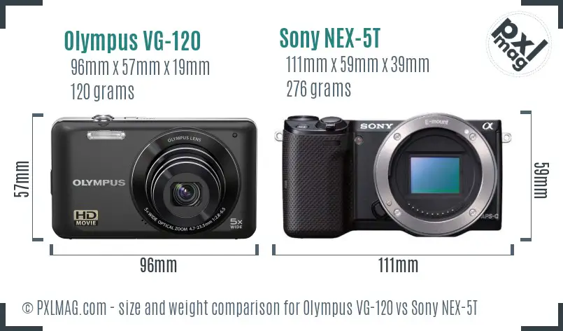 Olympus VG-120 vs Sony NEX-5T size comparison