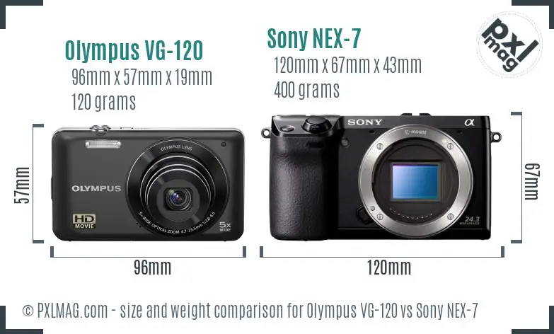 Olympus VG-120 vs Sony NEX-7 size comparison