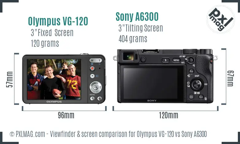 Olympus VG-120 vs Sony A6300 Screen and Viewfinder comparison