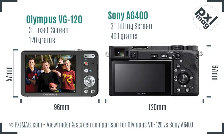Olympus VG-120 vs Sony A6400 Screen and Viewfinder comparison