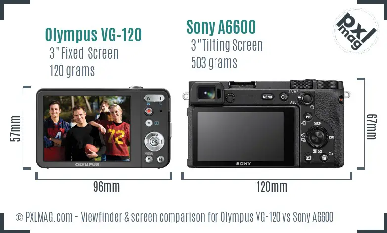 Olympus VG-120 vs Sony A6600 Screen and Viewfinder comparison
