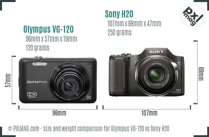 Olympus VG-120 vs Sony H20 size comparison