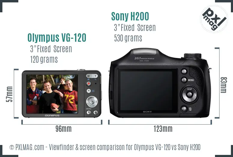 Olympus VG-120 vs Sony H200 Screen and Viewfinder comparison
