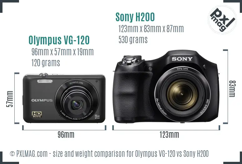 Olympus VG-120 vs Sony H200 size comparison