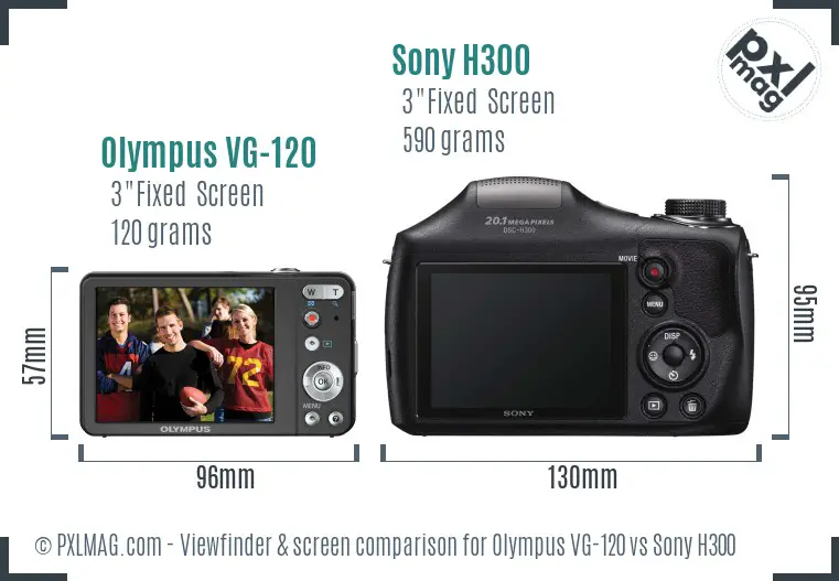 Olympus VG-120 vs Sony H300 Screen and Viewfinder comparison
