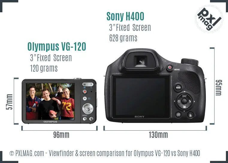 Olympus VG-120 vs Sony H400 Screen and Viewfinder comparison