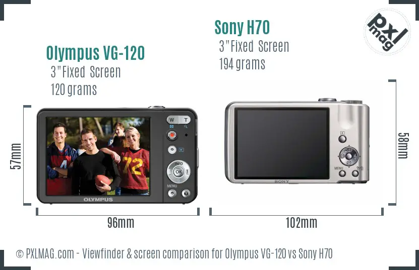 Olympus VG-120 vs Sony H70 Screen and Viewfinder comparison