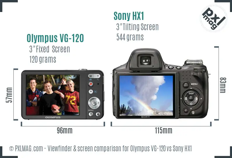 Olympus VG-120 vs Sony HX1 Screen and Viewfinder comparison
