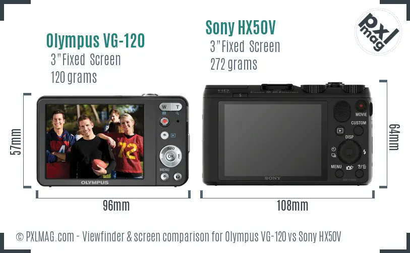 Olympus VG-120 vs Sony HX50V Screen and Viewfinder comparison