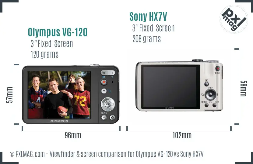 Olympus VG-120 vs Sony HX7V Screen and Viewfinder comparison