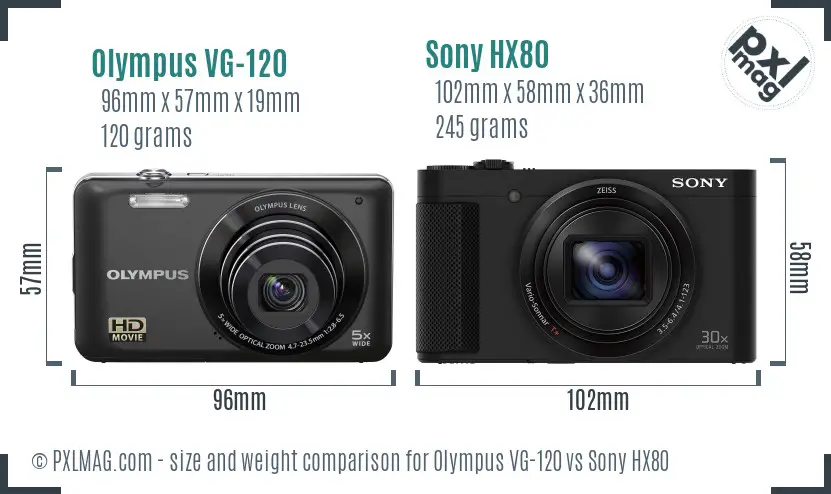 Olympus VG-120 vs Sony HX80 size comparison