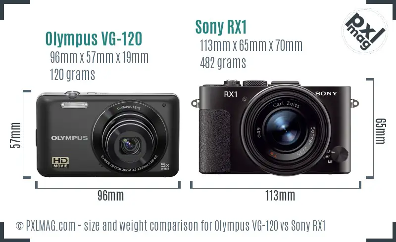 Olympus VG-120 vs Sony RX1 size comparison