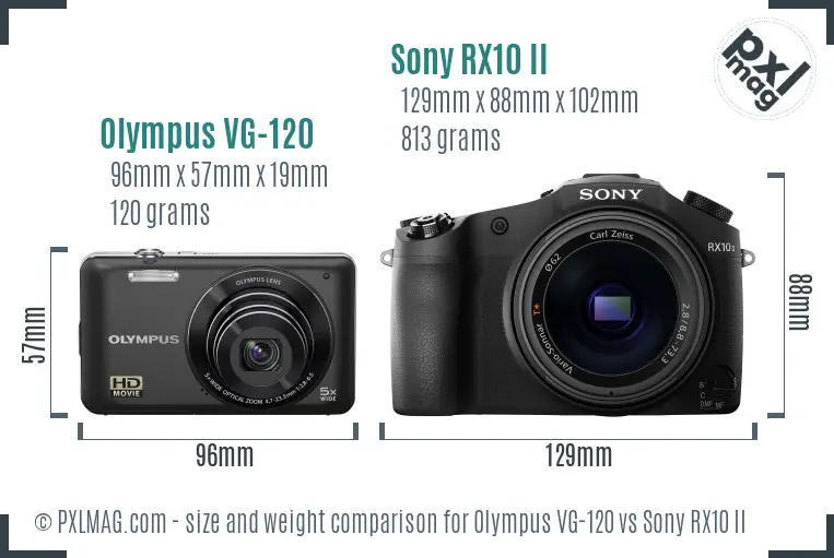 Olympus VG-120 vs Sony RX10 II size comparison