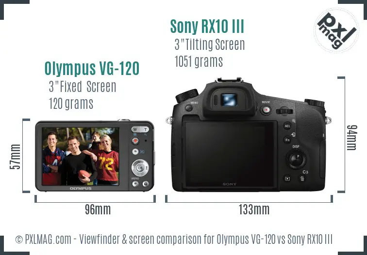 Olympus VG-120 vs Sony RX10 III Screen and Viewfinder comparison