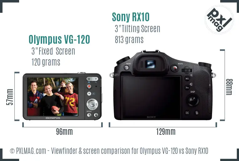 Olympus VG-120 vs Sony RX10 Screen and Viewfinder comparison