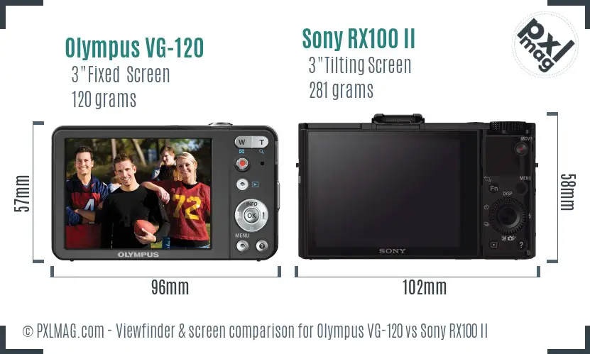 Olympus VG-120 vs Sony RX100 II Screen and Viewfinder comparison
