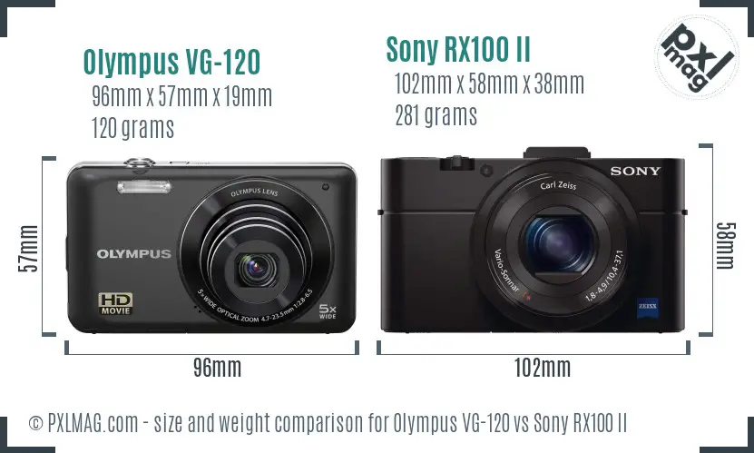 Olympus VG-120 vs Sony RX100 II size comparison