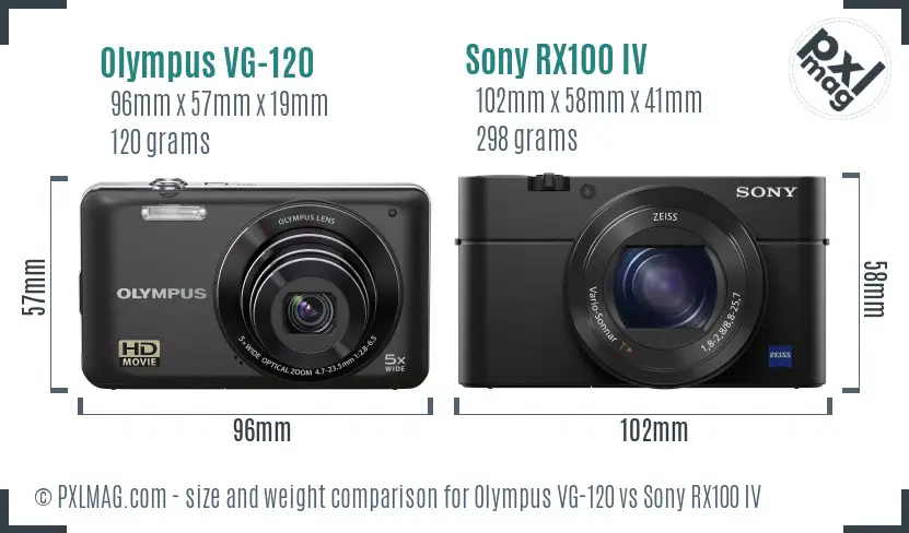 Olympus VG-120 vs Sony RX100 IV size comparison