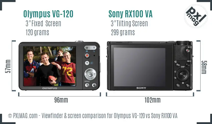 Olympus VG-120 vs Sony RX100 VA Screen and Viewfinder comparison