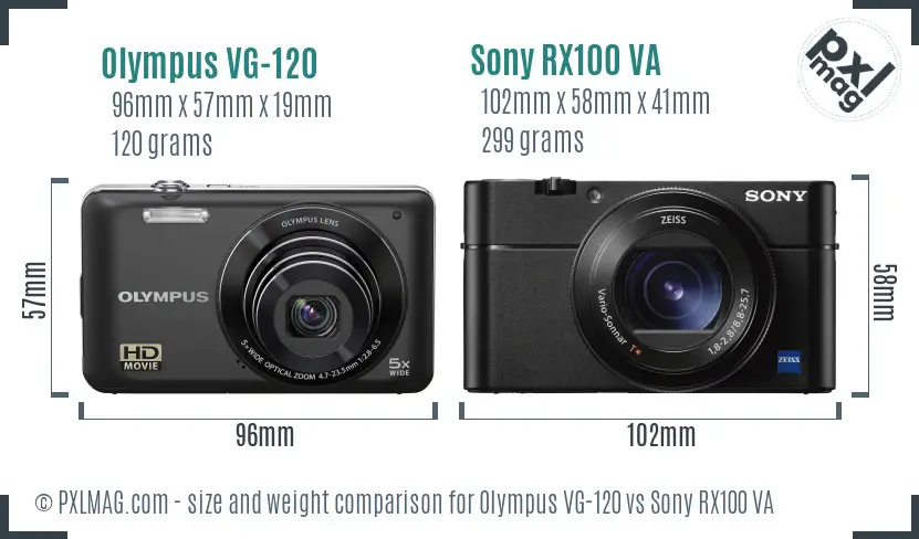 Olympus VG-120 vs Sony RX100 VA size comparison