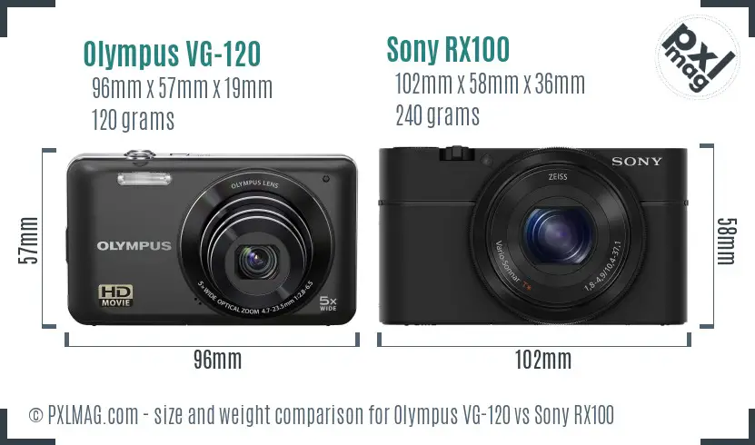 Olympus VG-120 vs Sony RX100 size comparison