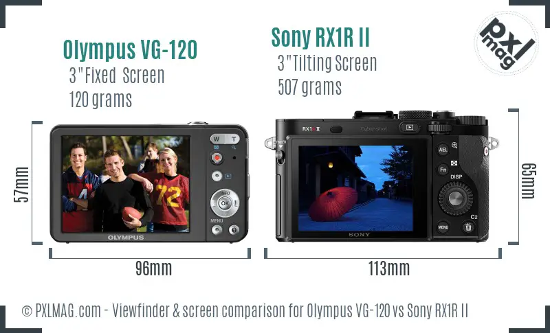 Olympus VG-120 vs Sony RX1R II Screen and Viewfinder comparison