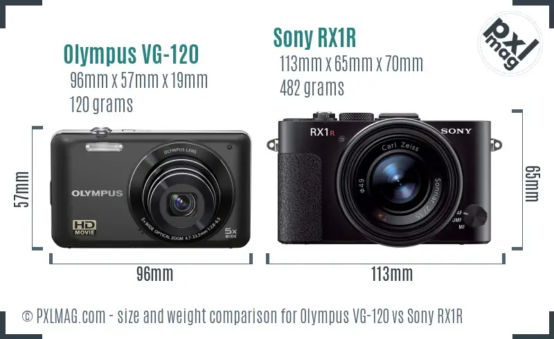Olympus VG-120 vs Sony RX1R size comparison
