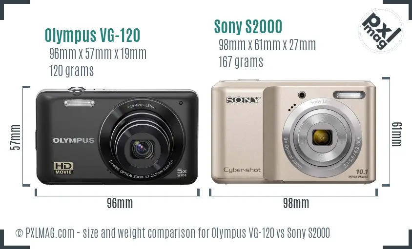 Olympus VG-120 vs Sony S2000 size comparison
