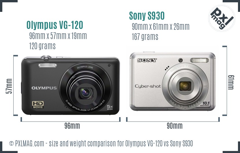 Olympus VG-120 vs Sony S930 size comparison