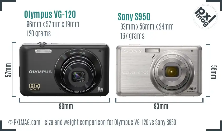 Olympus VG-120 vs Sony S950 size comparison