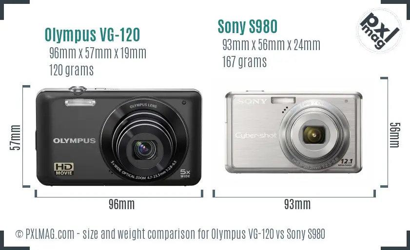 Olympus VG-120 vs Sony S980 size comparison