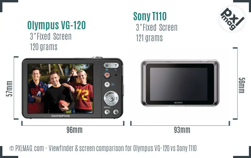 Olympus VG-120 vs Sony T110 Screen and Viewfinder comparison