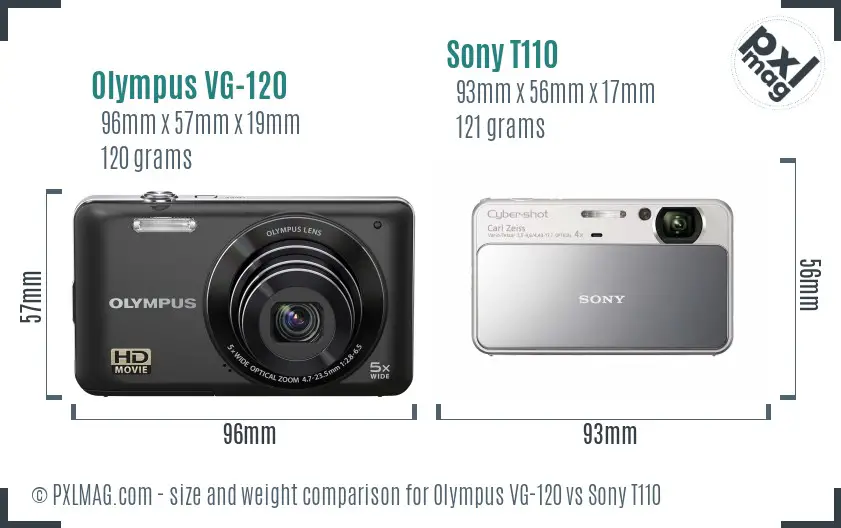 Olympus VG-120 vs Sony T110 size comparison